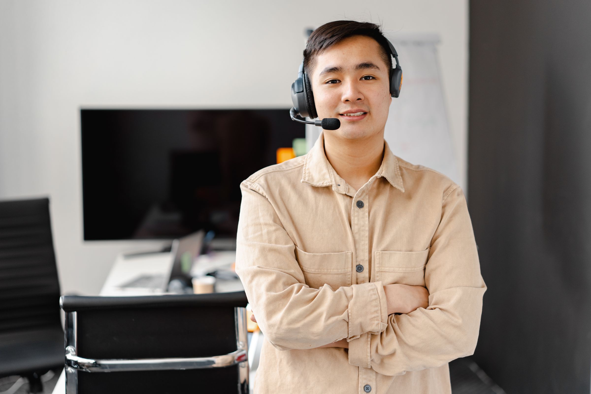 Support engineer wearing a headset.